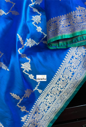 Pure Katan Silk Kadwa Banarasi - Blue Jamdaani weave