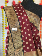 Pure Silk Katan Banarasi - Maroon Black