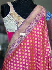 Katan Silk Banarasi - Shot Pink Paithani Woven