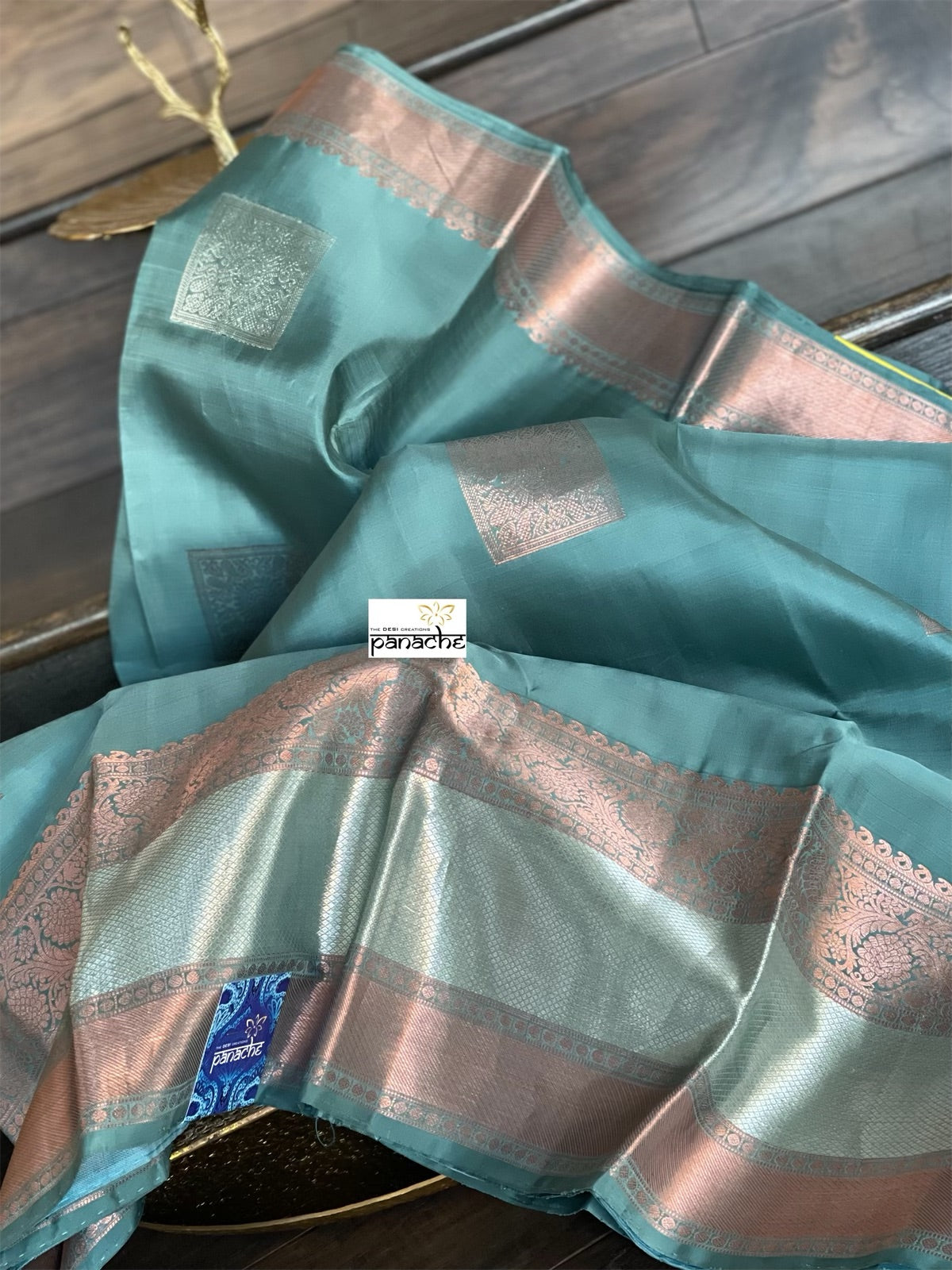Silk Kanjivaram - Teal Grey