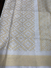Cotton Silk Jamdaani Kora Banarasi - Offwhite Antique Golden Zari