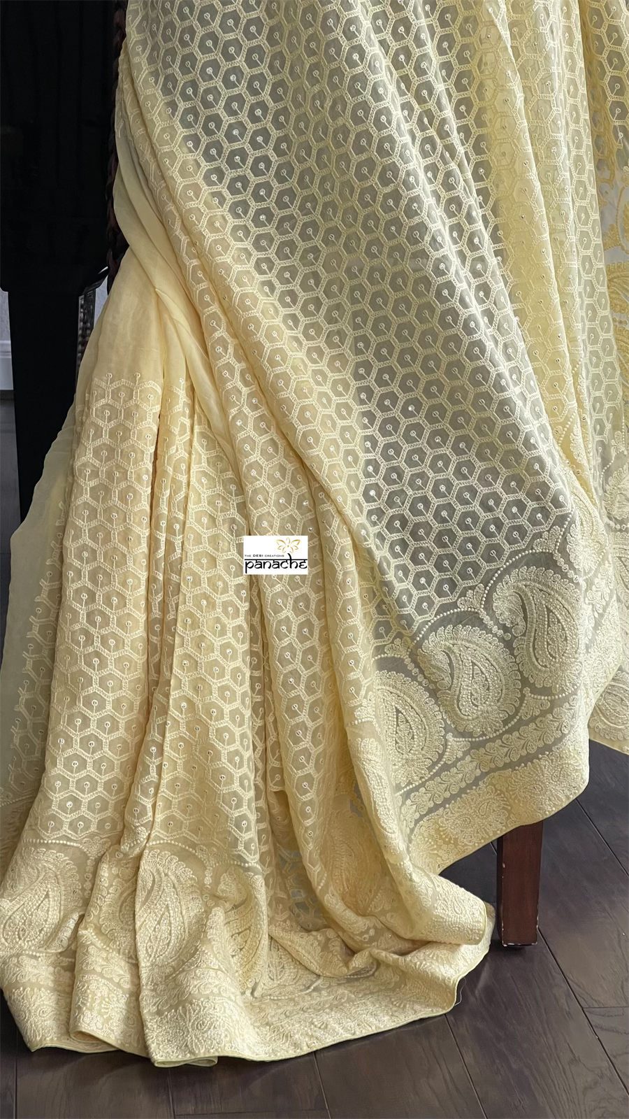 Designer Georgette Chikankari - Butter Yellow