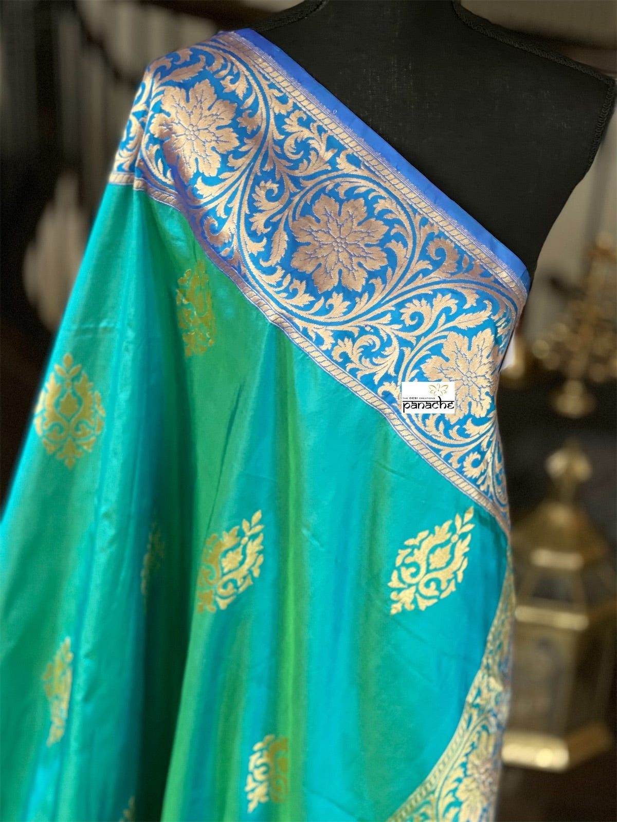 Pure Silk Banarasi - Sea Green Dual Shaded
