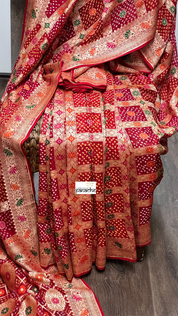 Bandhej Khaddi Georgette Banarasi - Red Gharchola