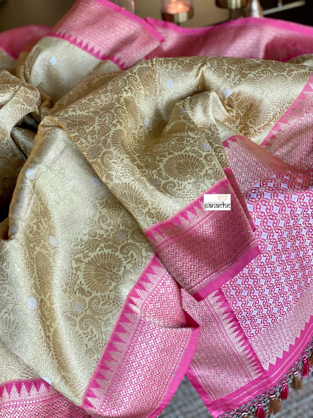 Pure Katan Silk Banarasi - Light Butter Yellow Golden Zari woven