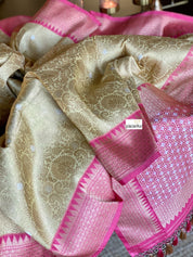 Pure Katan Silk Banarasi - Light Butter Yellow Golden Zari woven