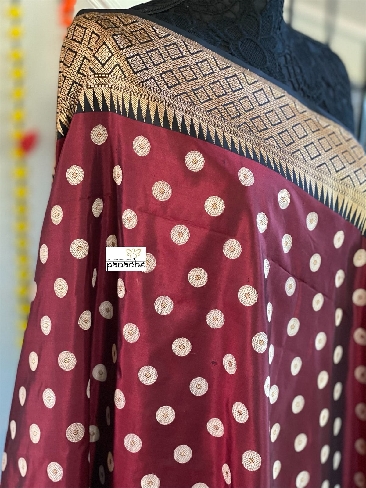 Pure Silk Katan Banarasi - Maroon Black