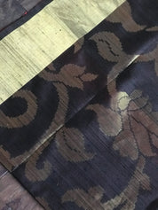 Tussar Dupion Silk Banarasi - Black Red