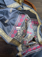 Pure Tussar Silk Woven - Grayish Black