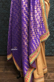 Designer Tussar Silk - Purple Golden Half Half