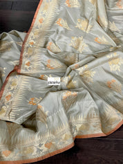 Silk Banarasi - Soft Fern Grey Rust