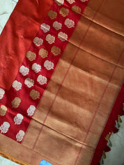 Pure Silk Tanchoi Banarasi - Reddish Rust Orange