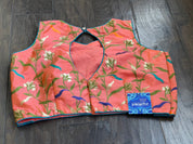 Designer Blouse - Peach Orange Meenakari