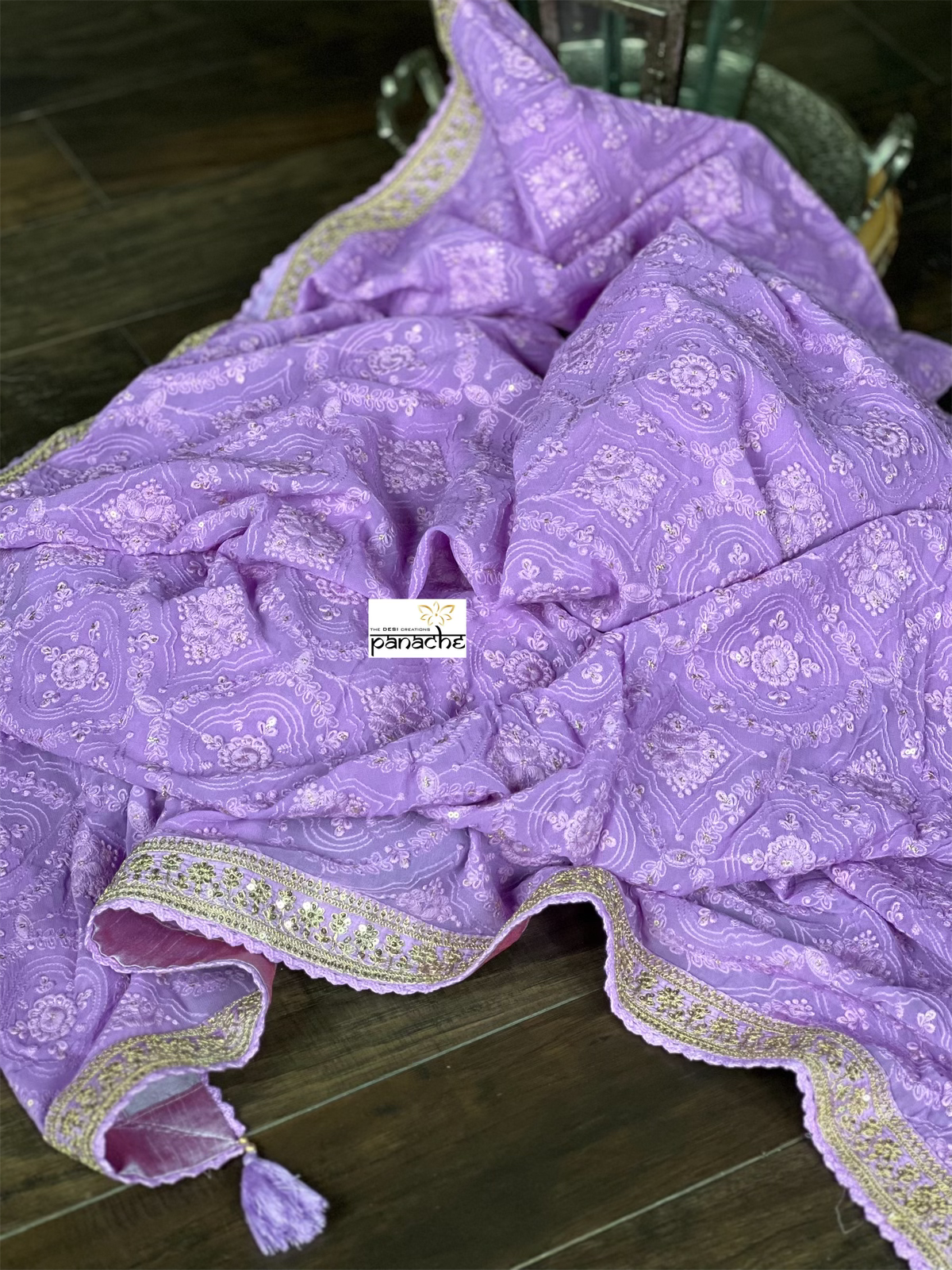 Designer Pure Georgette Chikankari - Violet