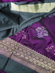 Pure Silk Katan Banarasi - Purple Meenakari Motifs