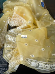 Designer Organza - Yellow Embroidered