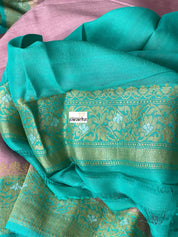 Tussar Georgette Banarasi- Pink Sea Green