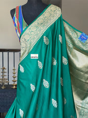 Pure Katan Silk Banarasi - Green Antique Zari