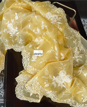 Designer Organza - Yellow Embroidered