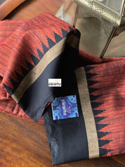 Pure Raw Silk - Rust Brown Black Temple