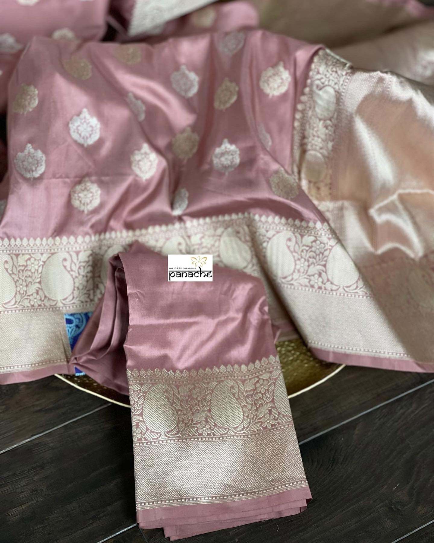 Pure Katan Silk Banarasi - Thulian Pink Antique Zari