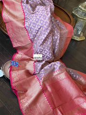 Pure Silk Banarasi - Lavender Mauve Pink Antique Golden Zari