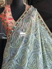 Designer Satin Maslin Silk - Grey Green Blue Black