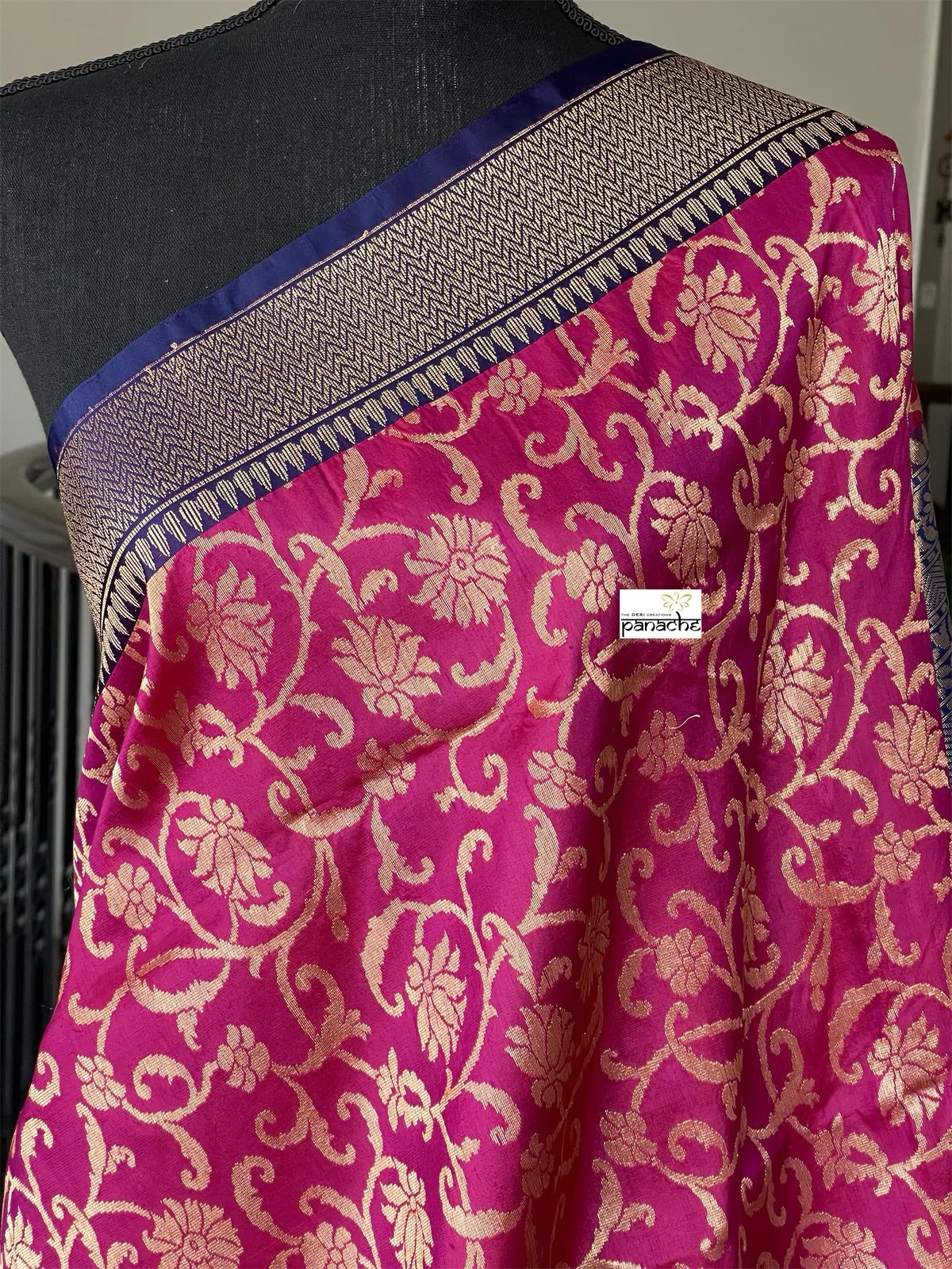 Katan Silk Banarasi - Magenta Blue