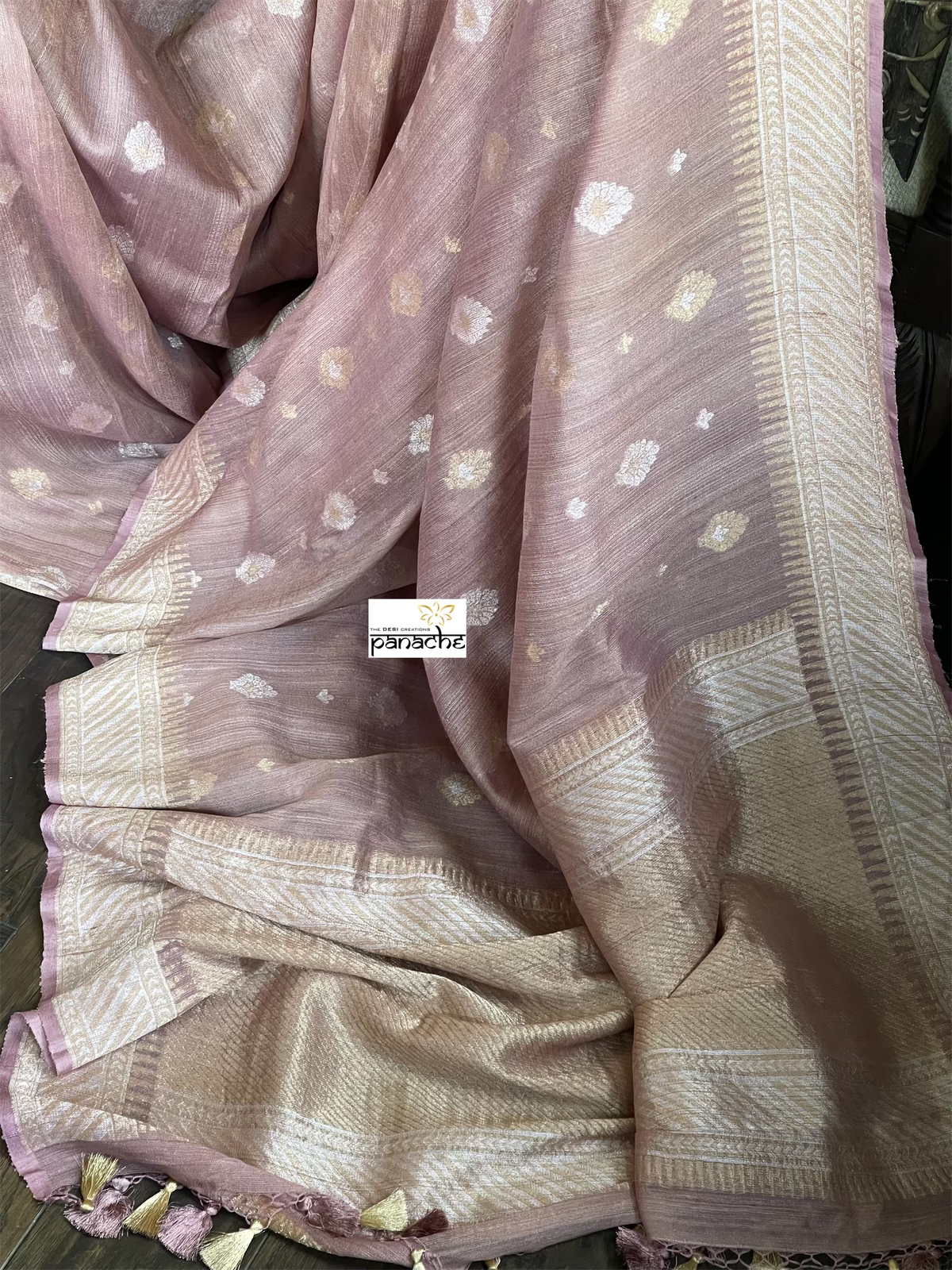 Khaddi Tussar Banarasi -  Dusty Pink