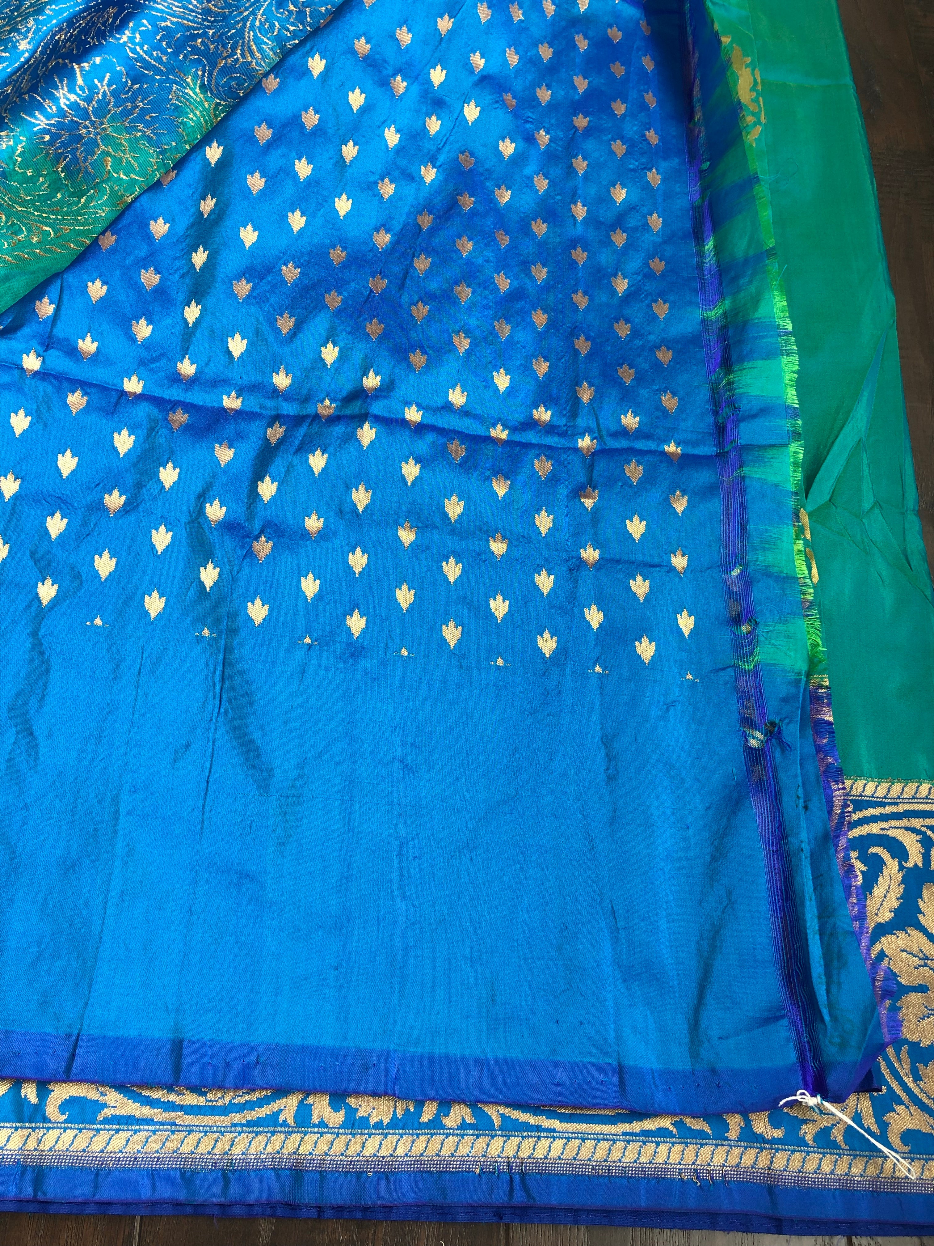 Pure Silk Banarasi - Sea Green Dual Shaded