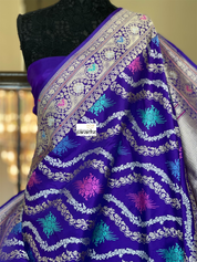 Pure Silk Kadwa Banarasi - Purple Multi Meenakari