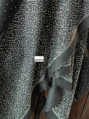 Kashmiri Stole - Black Silver Stone