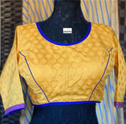 Designer Blouse - Yellow Blue Lining