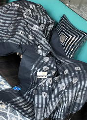 Pure Linen Matka Silk - Black Silver Zari