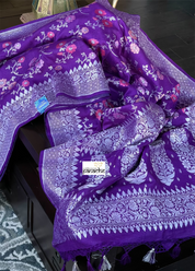 Khaddi Tussar Banarasi - Purple Meenakari
