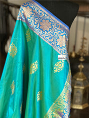 Pure Silk Banarasi - Sea Green Dual Shaded