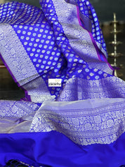 Pure Silk Banarasi - Purplish Blue Dual shaded