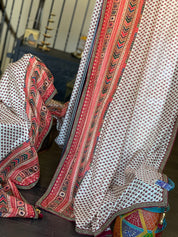 Satin Maslin Silk Printed - Beige Maroon Green