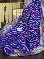 Pure Silk Kadwa Banarasi - Purple Multi Meenakari