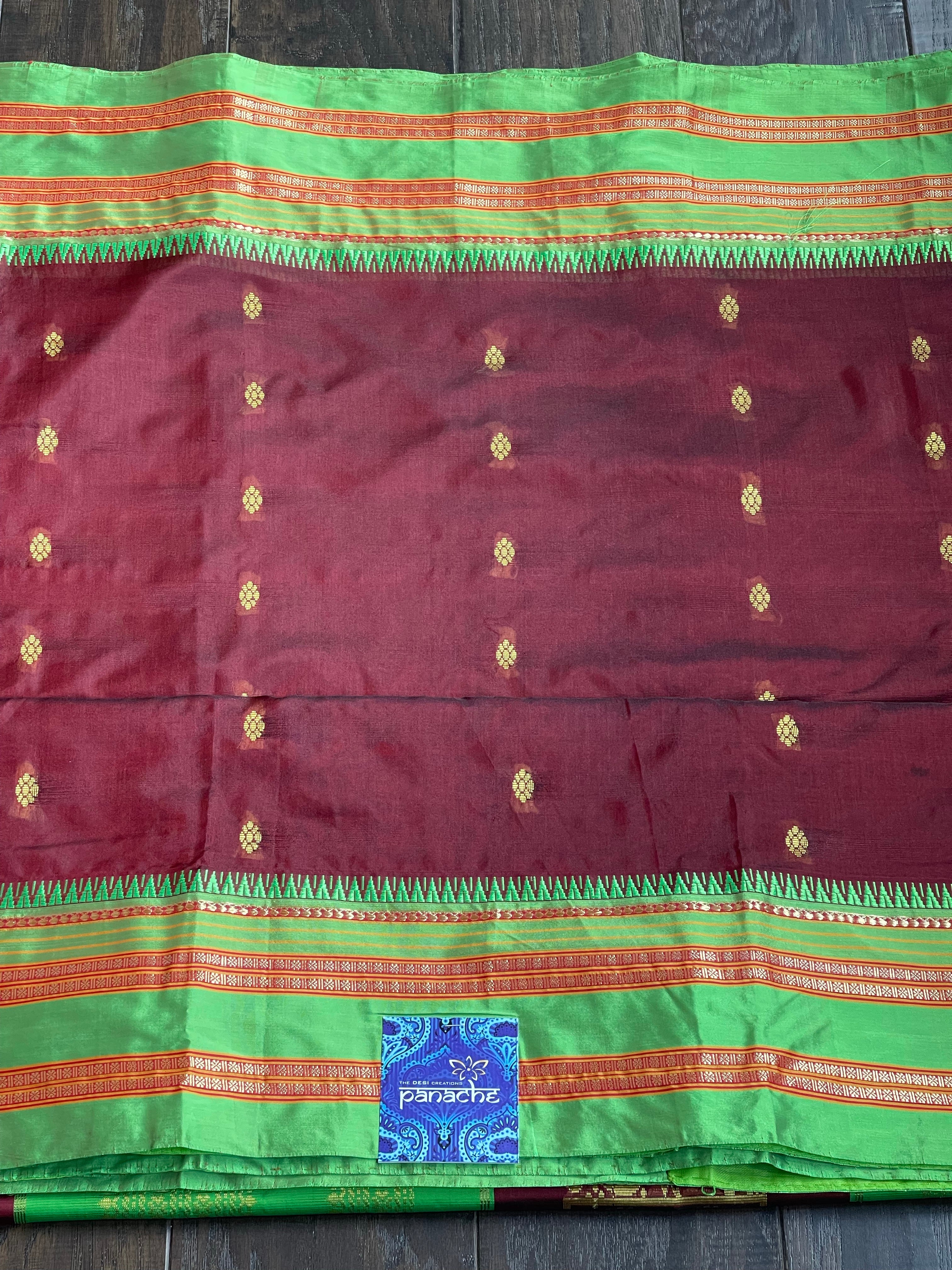 Gadwal Silk  - Maroon Green