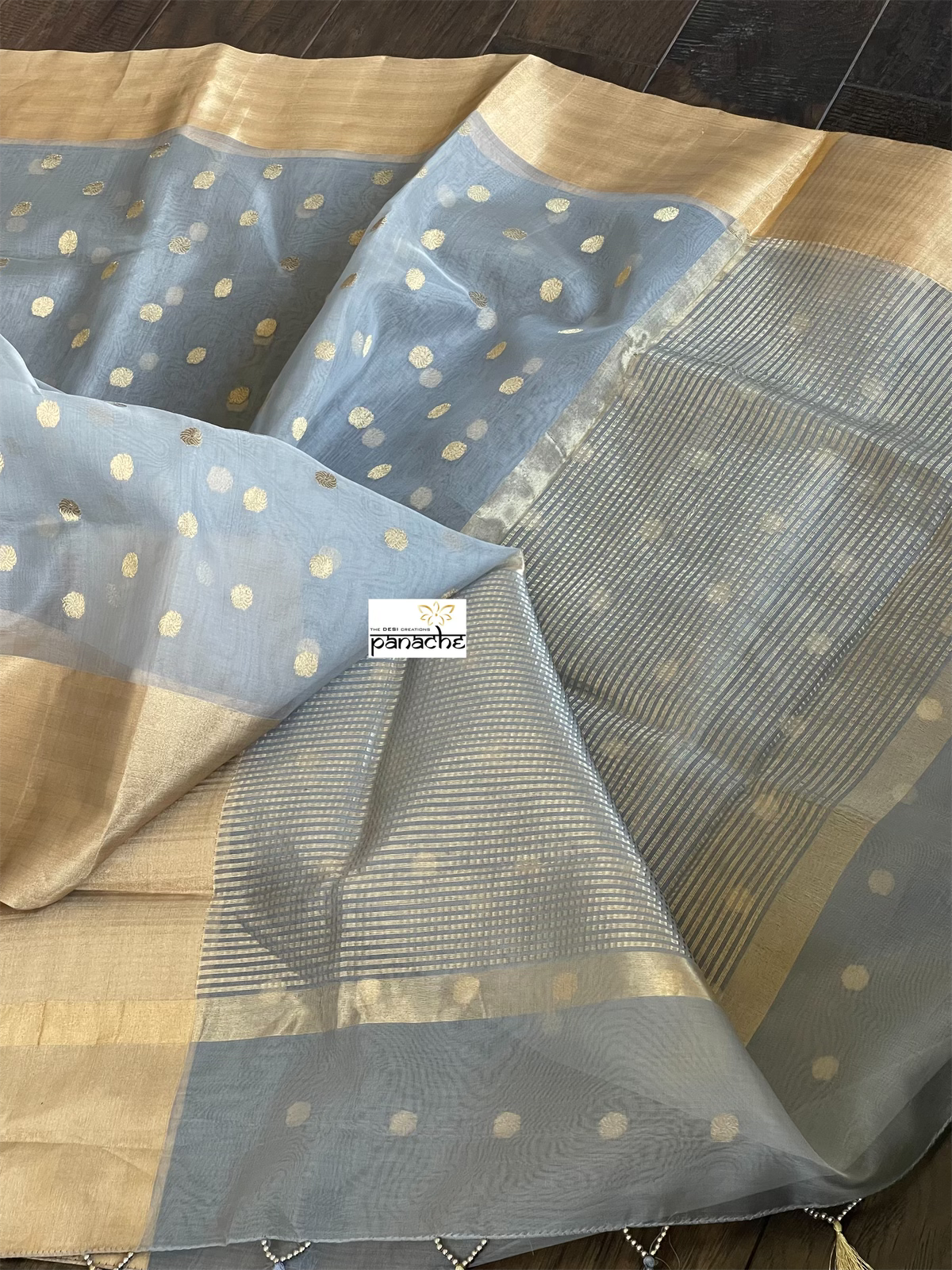 Chanderi Organza Silk - Silver Gray Eknalya woven