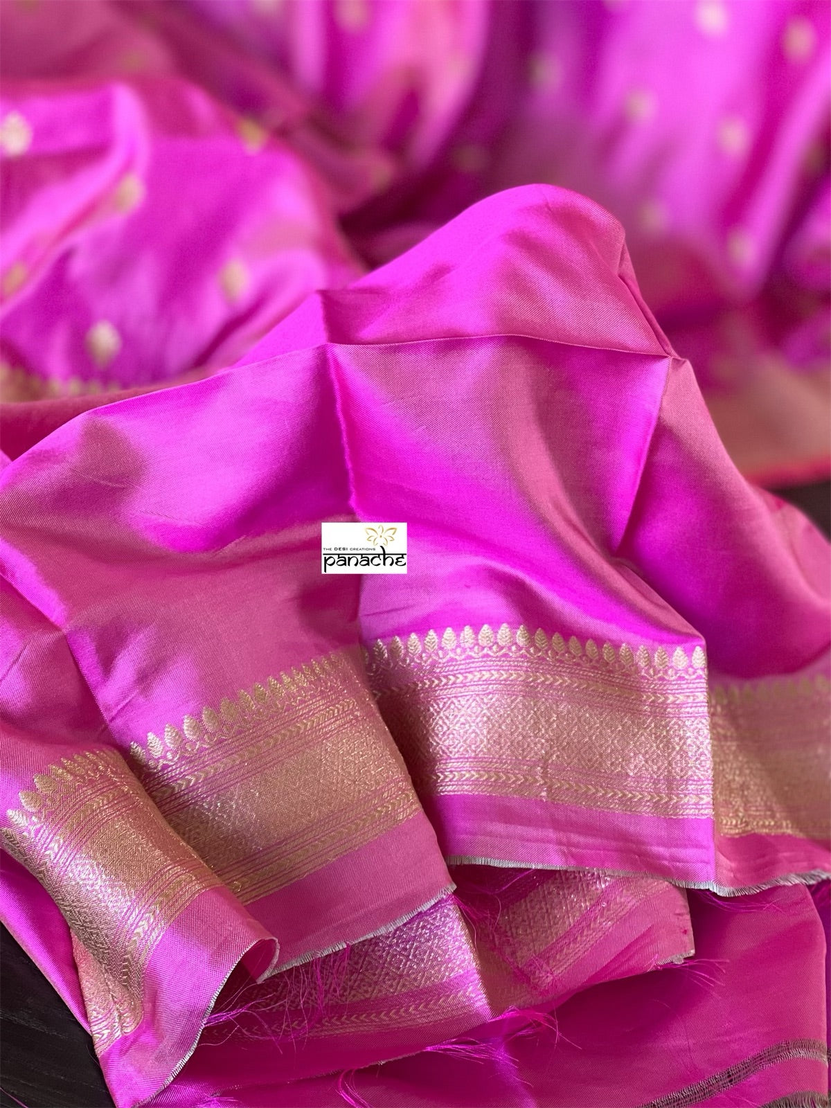 Pure Silk Iktara Banarasi - Pink Antique Golden Zari