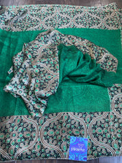 Fancy Chinon Silk - Green Black Printed