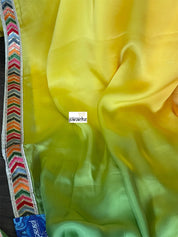 Designer Satin Silk - Yellow Green Shaded