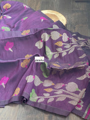 Linen Silk Woven - Dark Purple Meenakari
