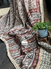 Nellore Silk Kalamkari  - Wheat Beige Paisley