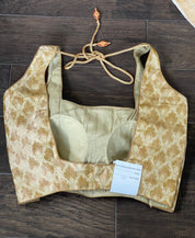 Designer Blouse - Beige Golden Woven