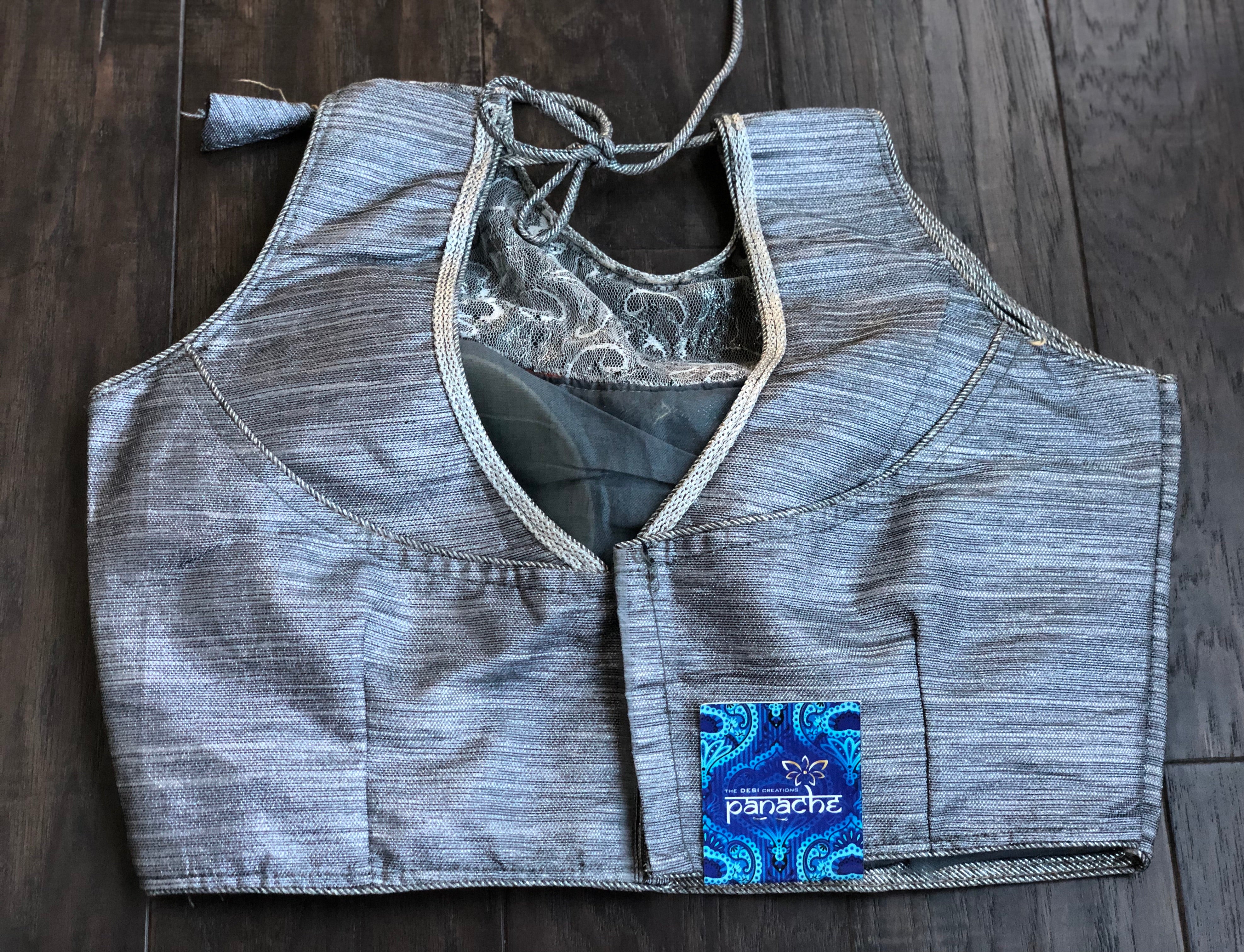 Designer Blouse - Silver Brocade