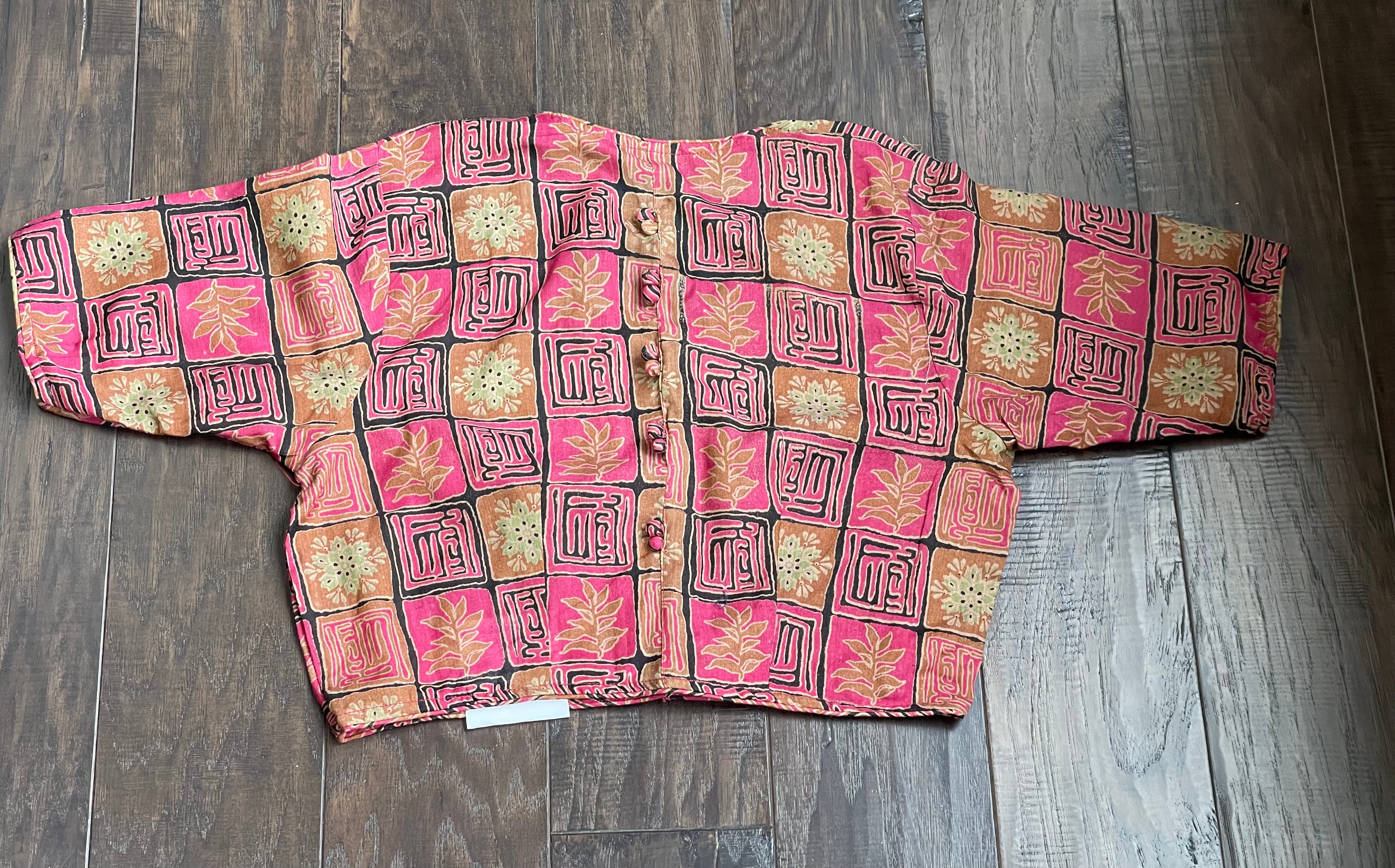 Designer Blouse - Pink Black Printed