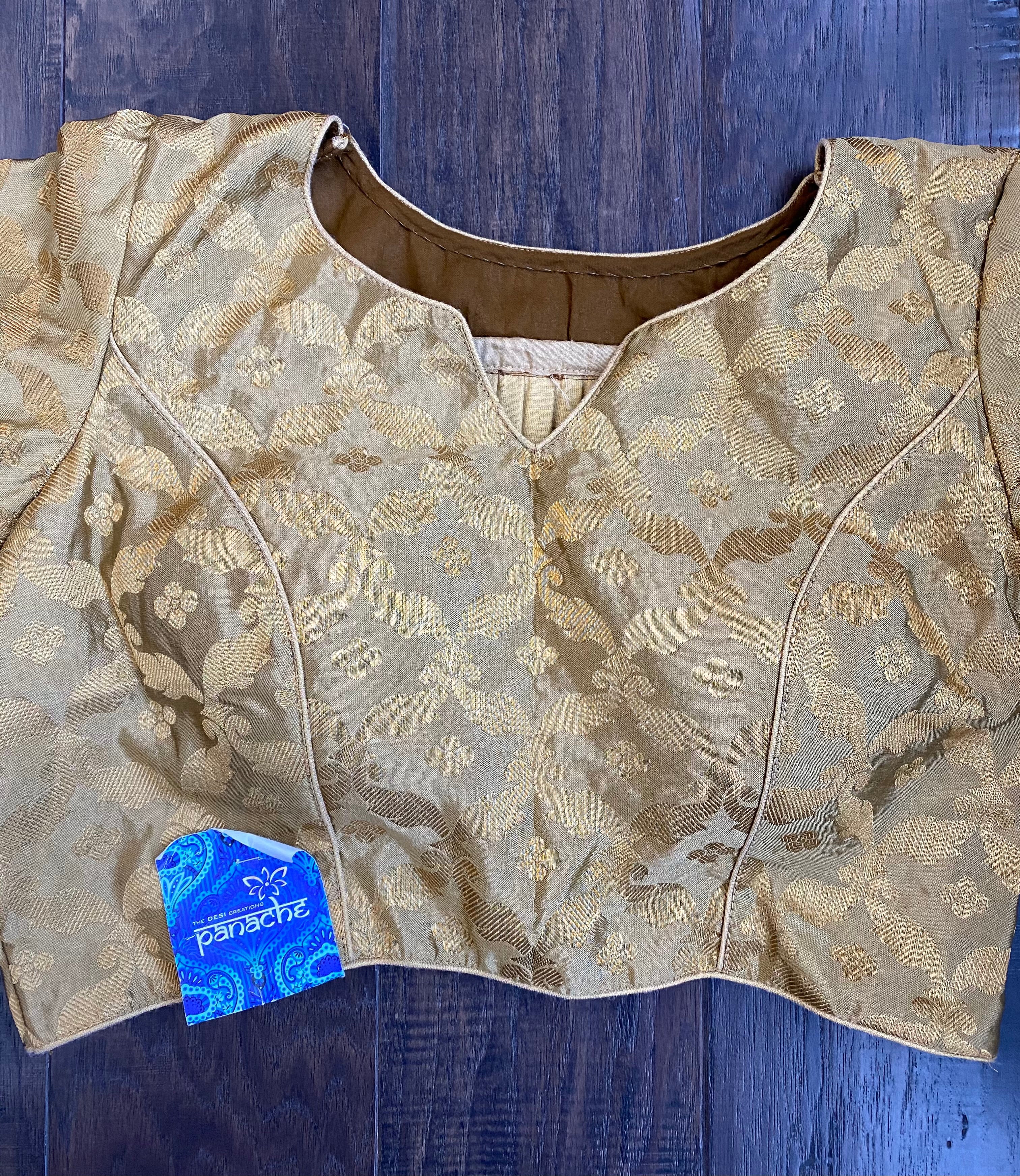 Designer Blouse - Greenish Golden Brocade